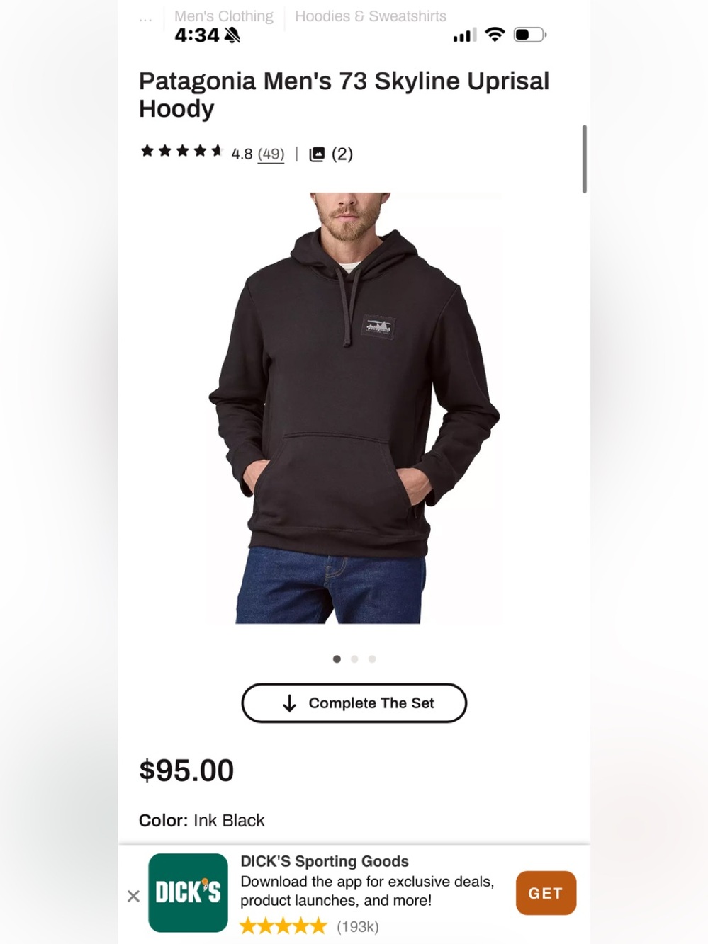 Patagonia Ink Black Pullover Hoodie - men’s XL